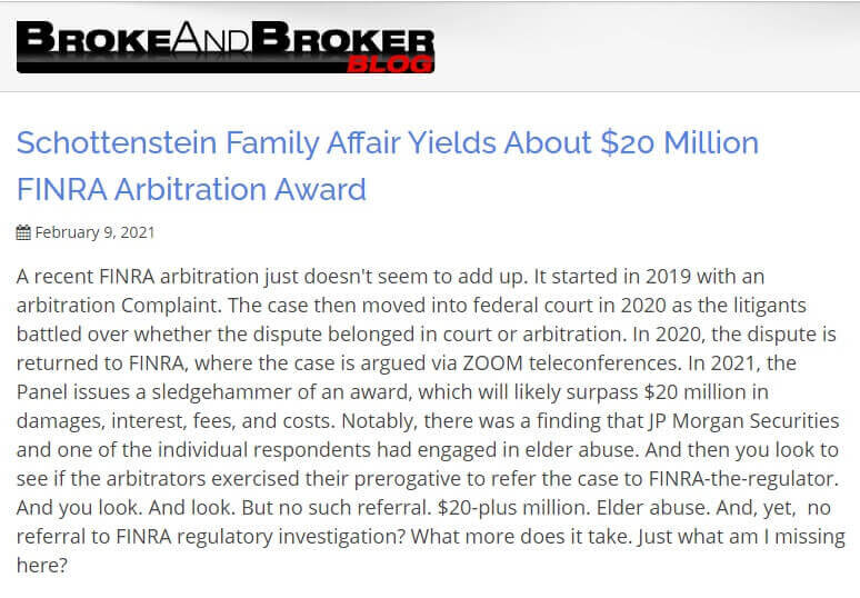 Broke and Broker - Schottenstein FINRA arbitration