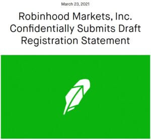 Robinhood Markets, Inc. Confidentially Submits Draft Registration Statement